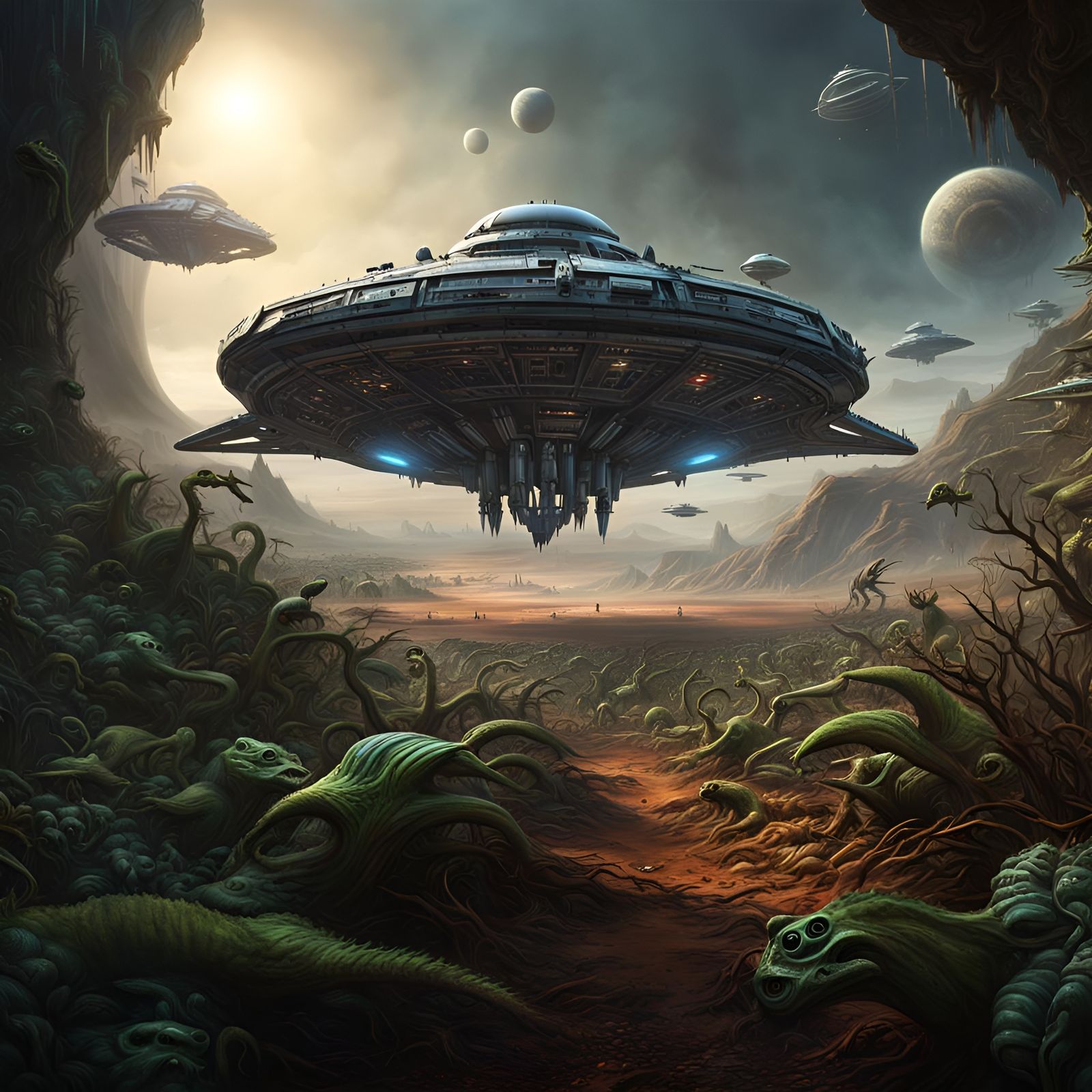 Alien Planet Landing: Sci-Fi Matte Painting