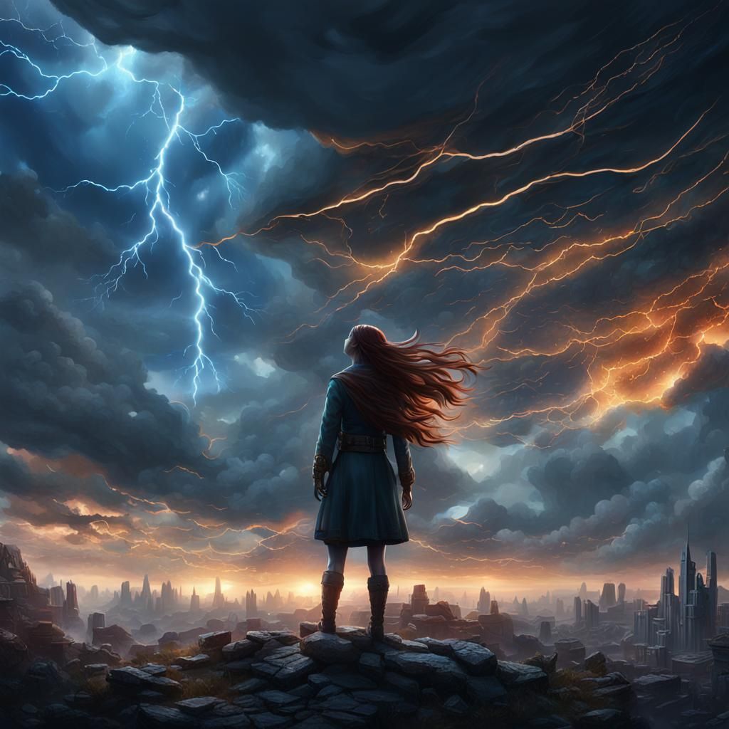 Girl Seeks Mercy in Heavently Digital Painting