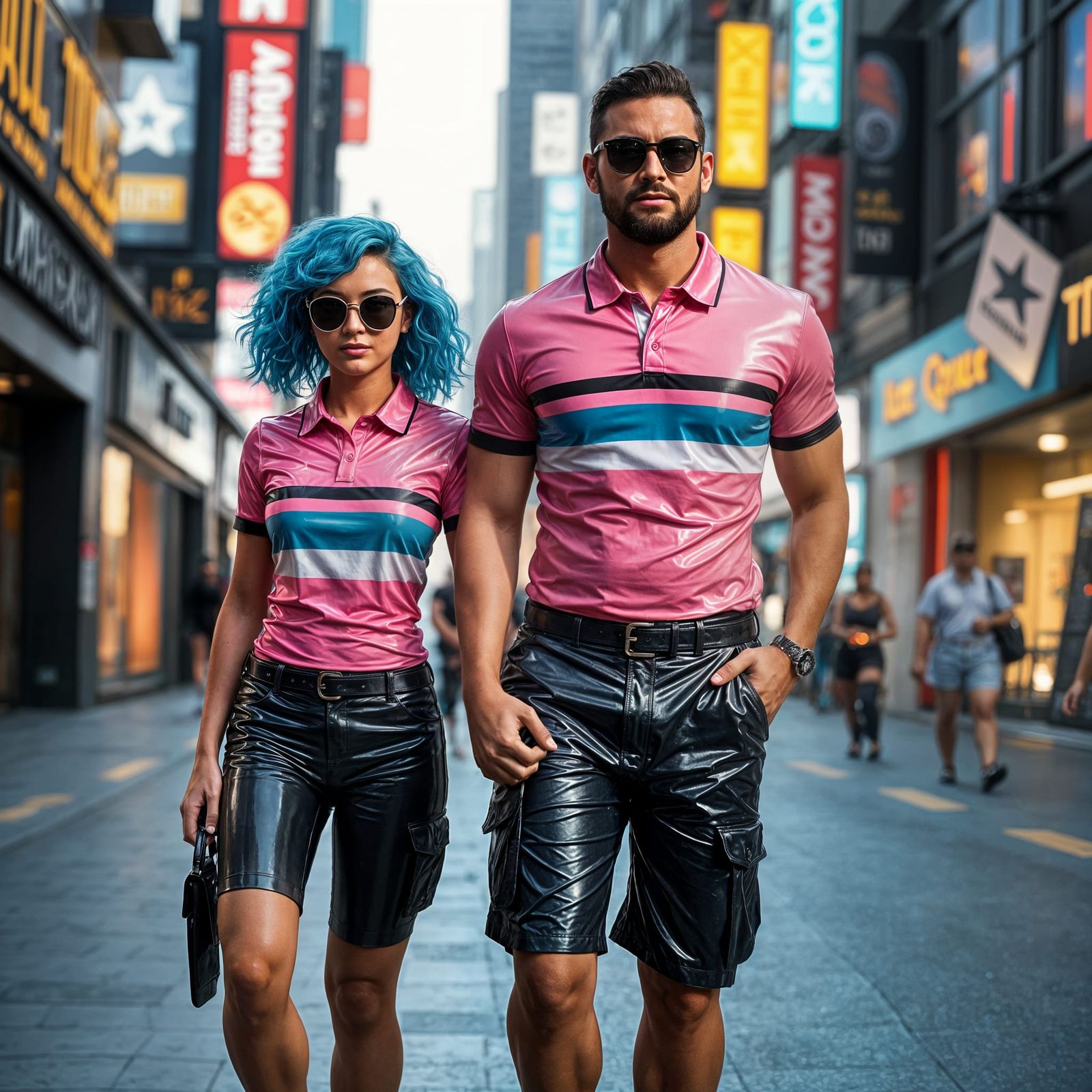 Ethereal Latex Fashionistas Stroll Downtown