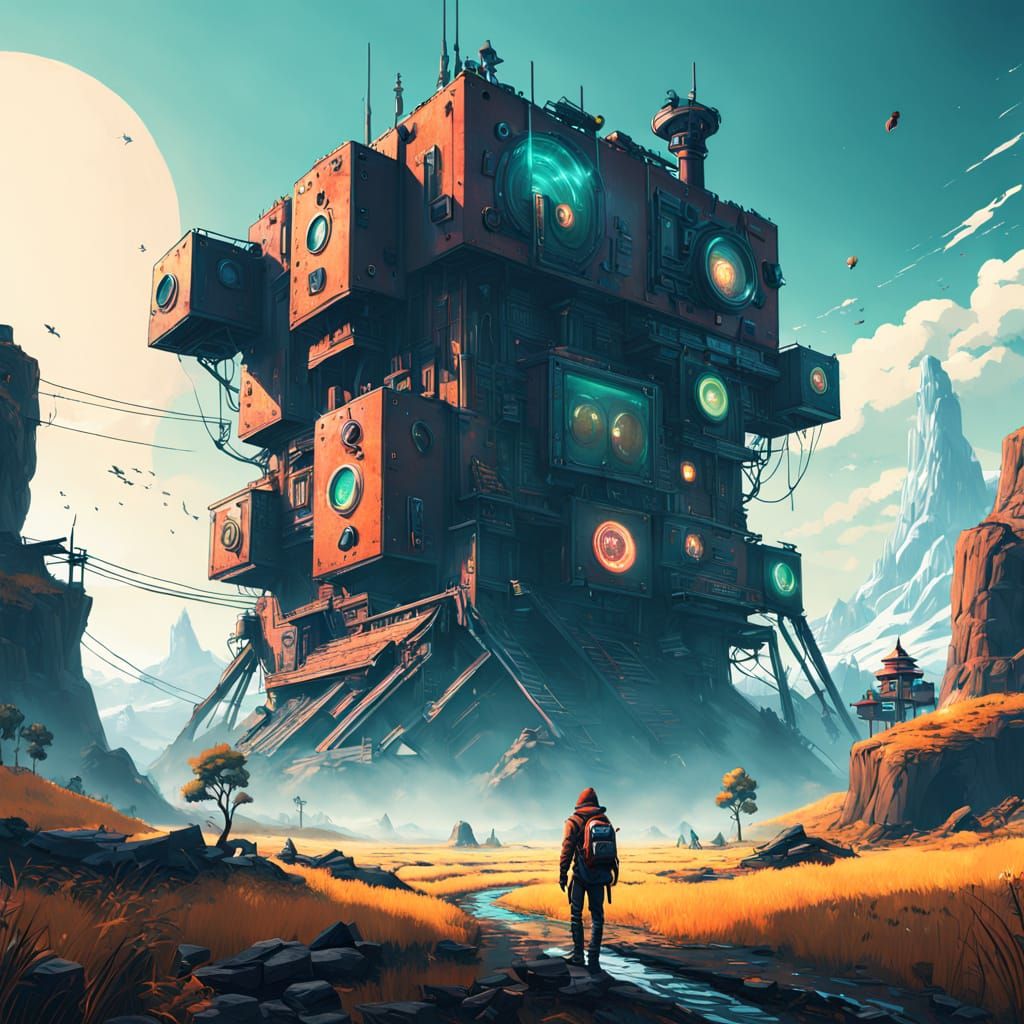 Surrealistic Optical Illusion Landscape in Atmospheric Reali...