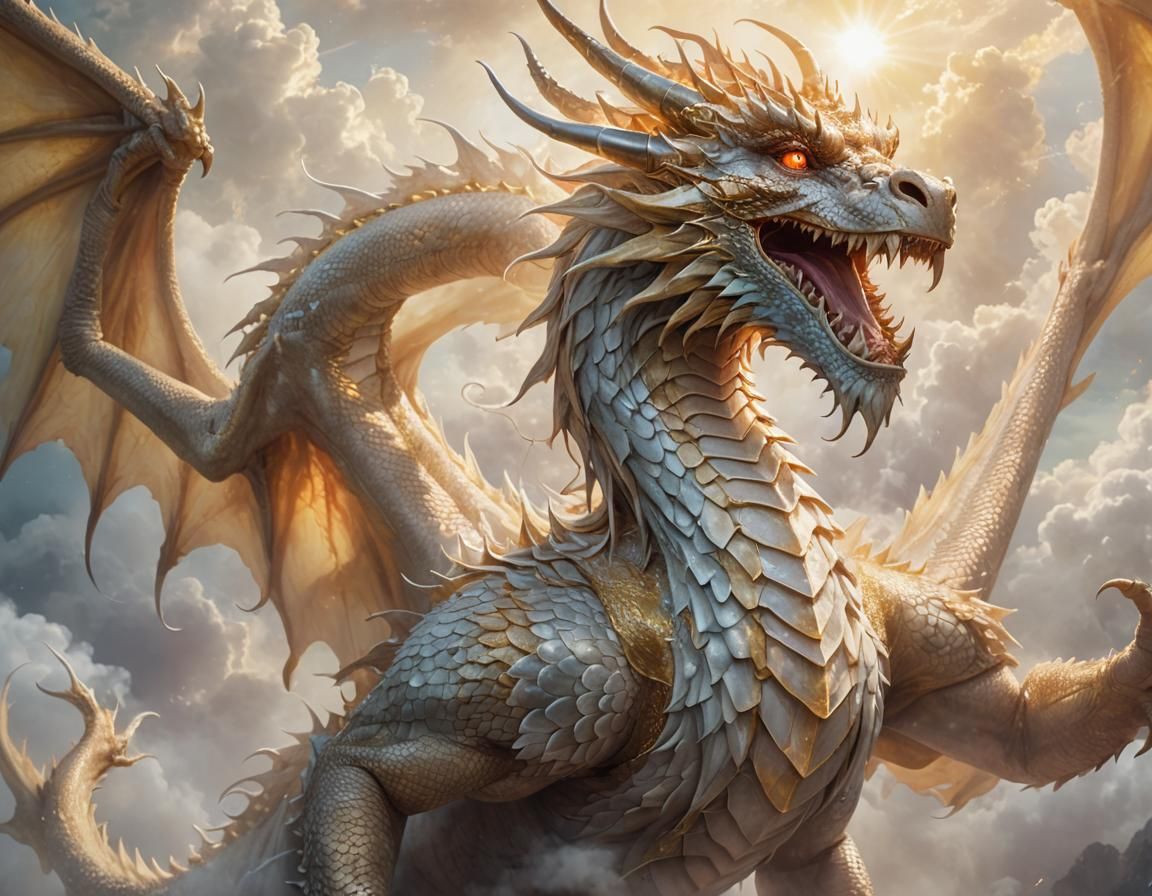 Celestial Dragon Portrait in Soft Pastel Colors