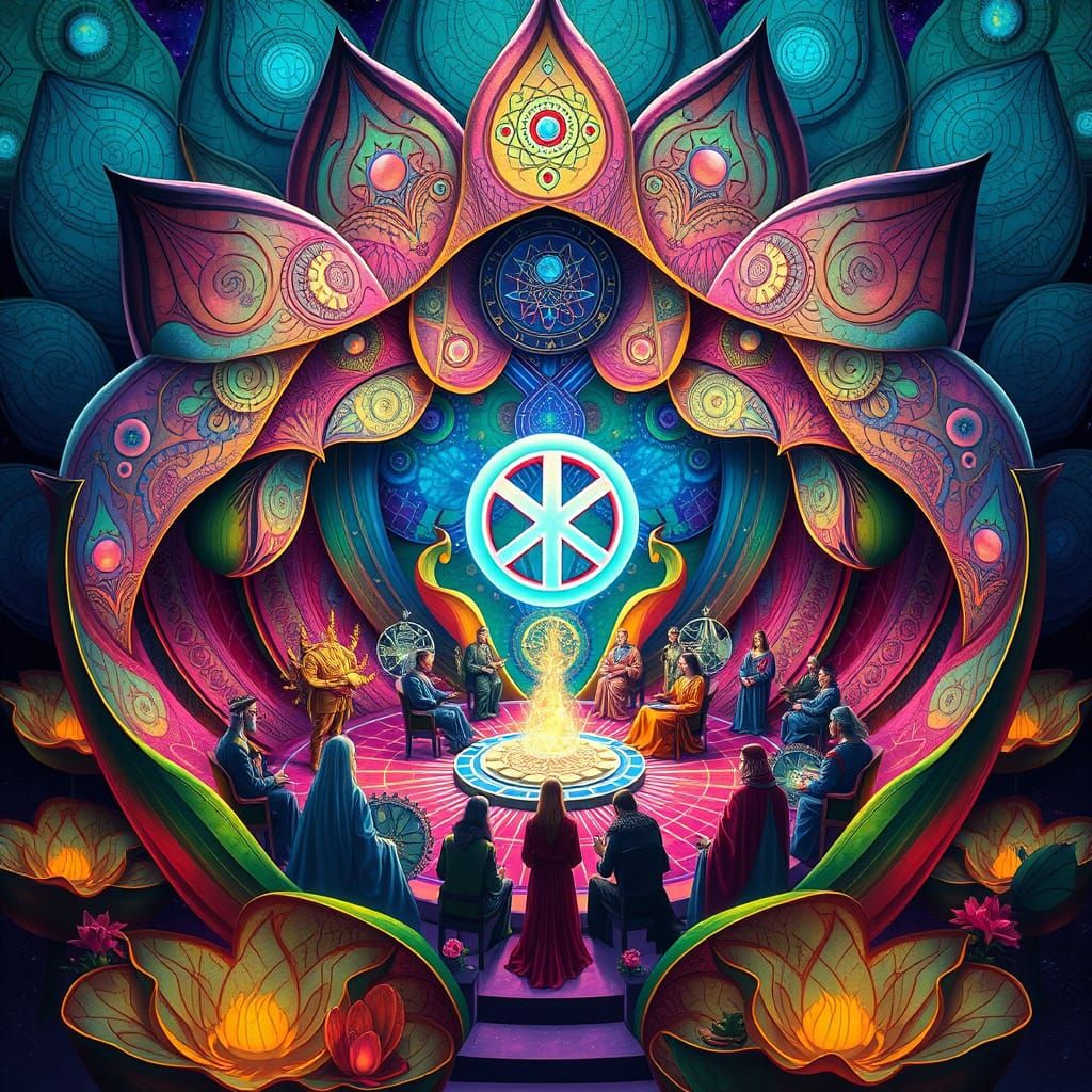 Psychedelic Peace Conference Inside Lotus Flower
