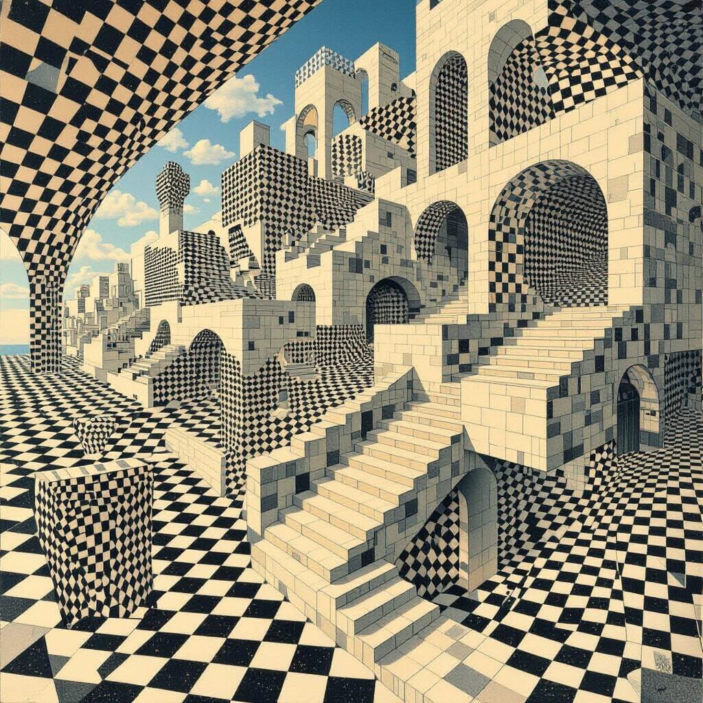 Impossible Architecture in a Surrealist Style