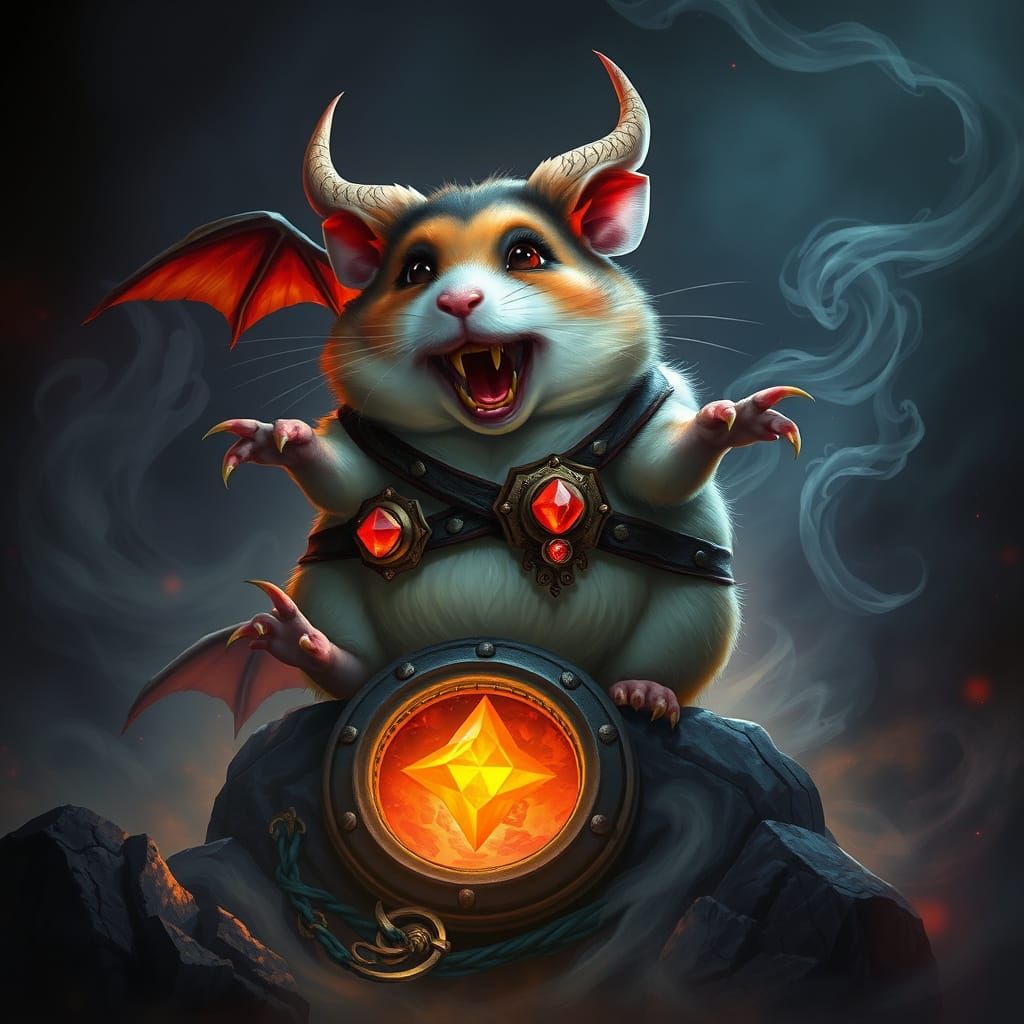 Demonic Hamster Amidst Mystic Portal