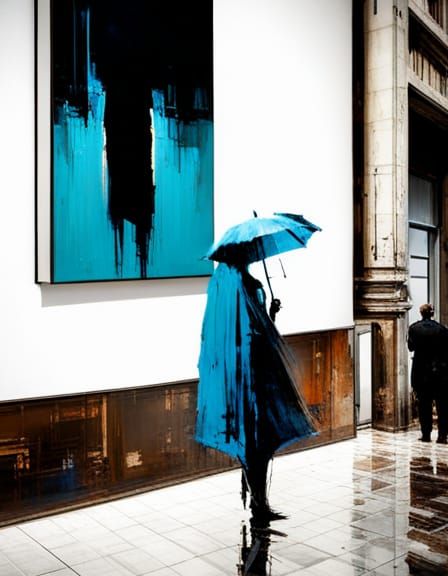 Lonely Ghost in a Dark City as Oil Painting