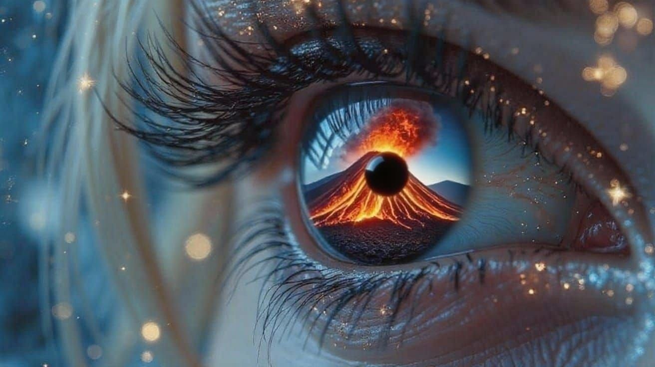 Blue Eyes Reflecting Love Under Starry Sky