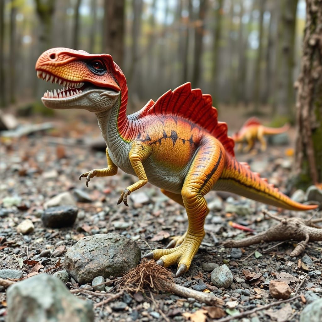 Fantastical Dinosaur Encounter in Whimsical Wonderland