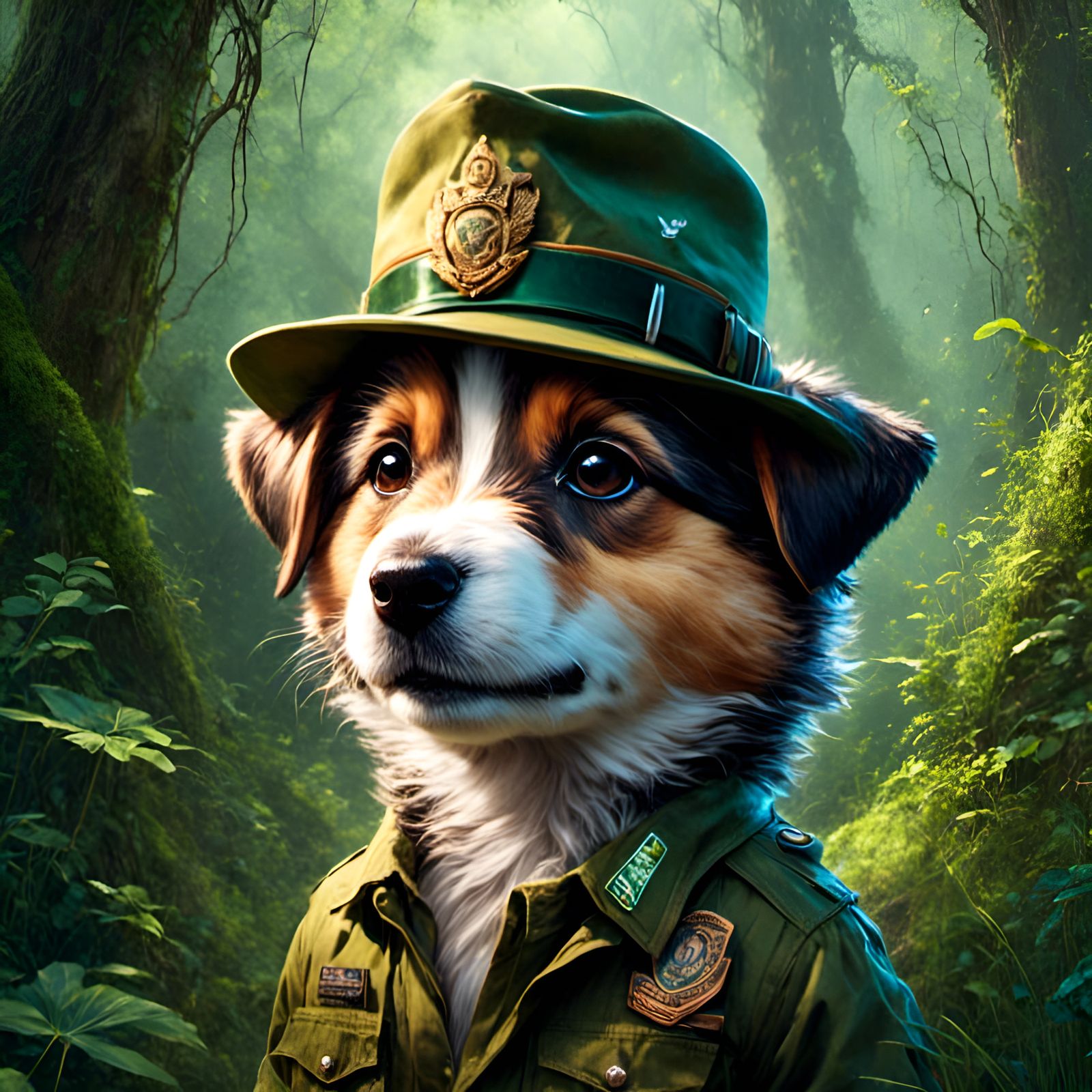 Dog Park Ranger Portrait in Graffiti Style