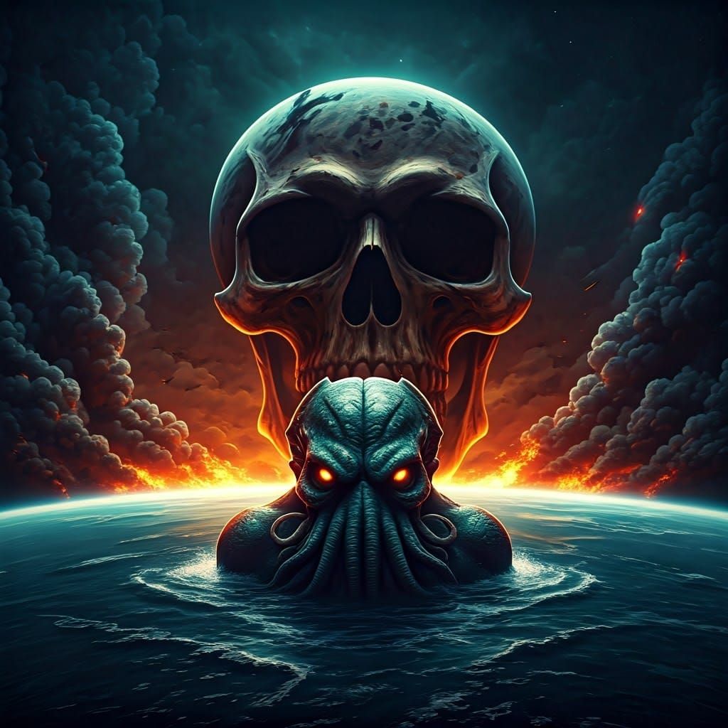 Skull Planet Looms Over Apocalyptic Earth