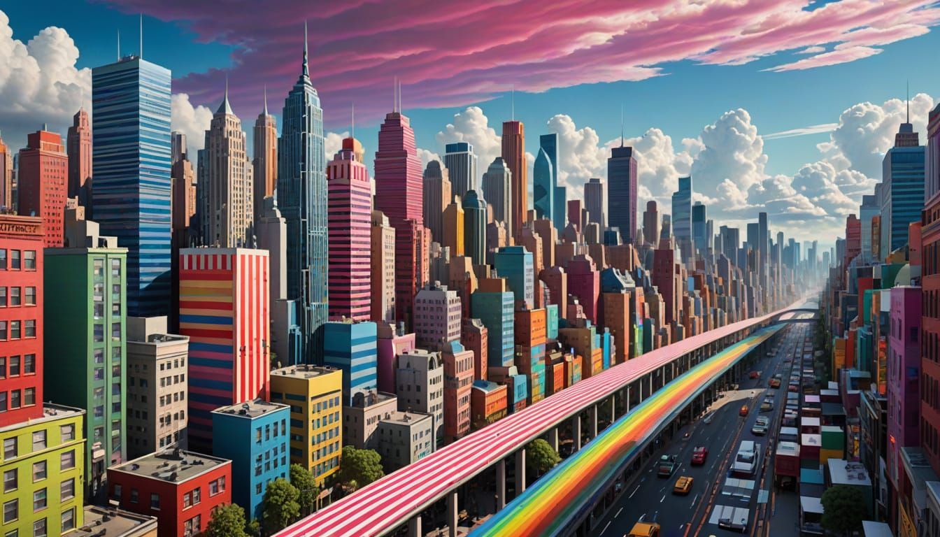 Futuristic Cityscape in Geometric Style