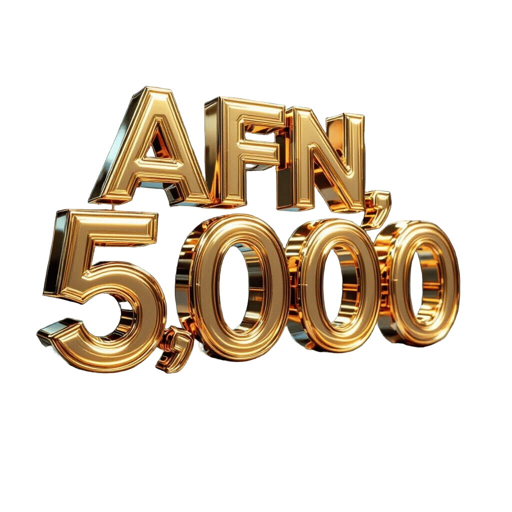 Golden 3D Text: AFN 5,000