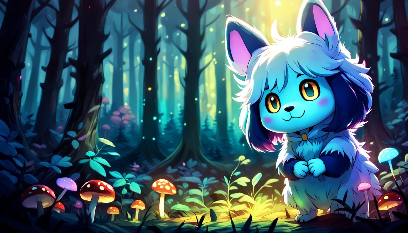 Temmie in Mystical Forest: Dreamlike Digital Painting
