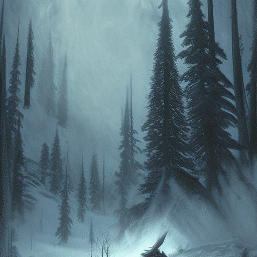 Eerie Demonic Werewolf in Snowy Forest