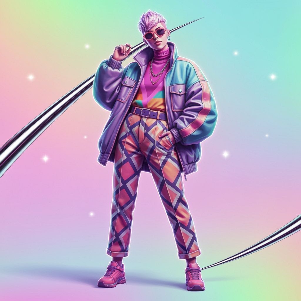 Retro 80s Character in Airbrush Style