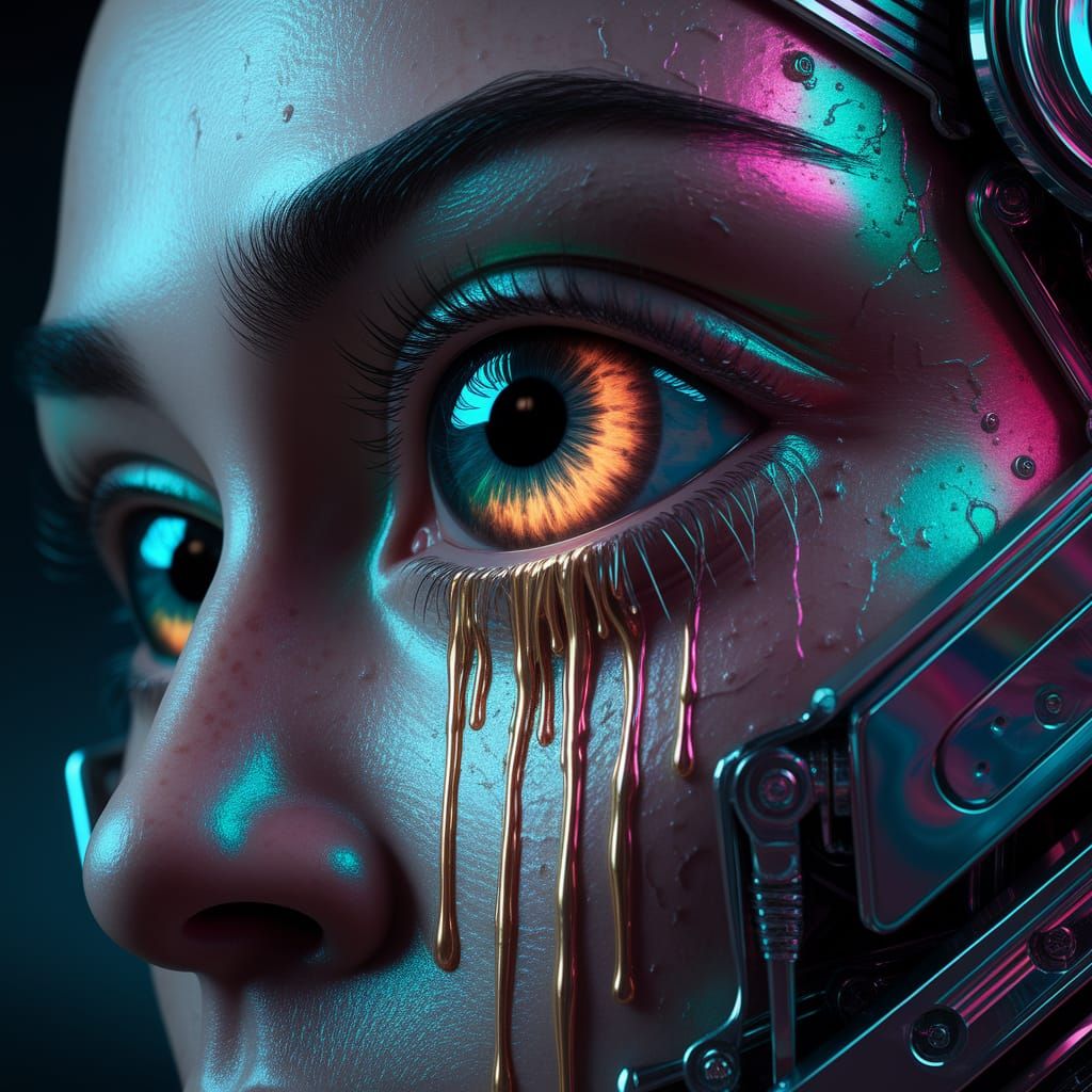 Cybernetic Eye in Neon Noir