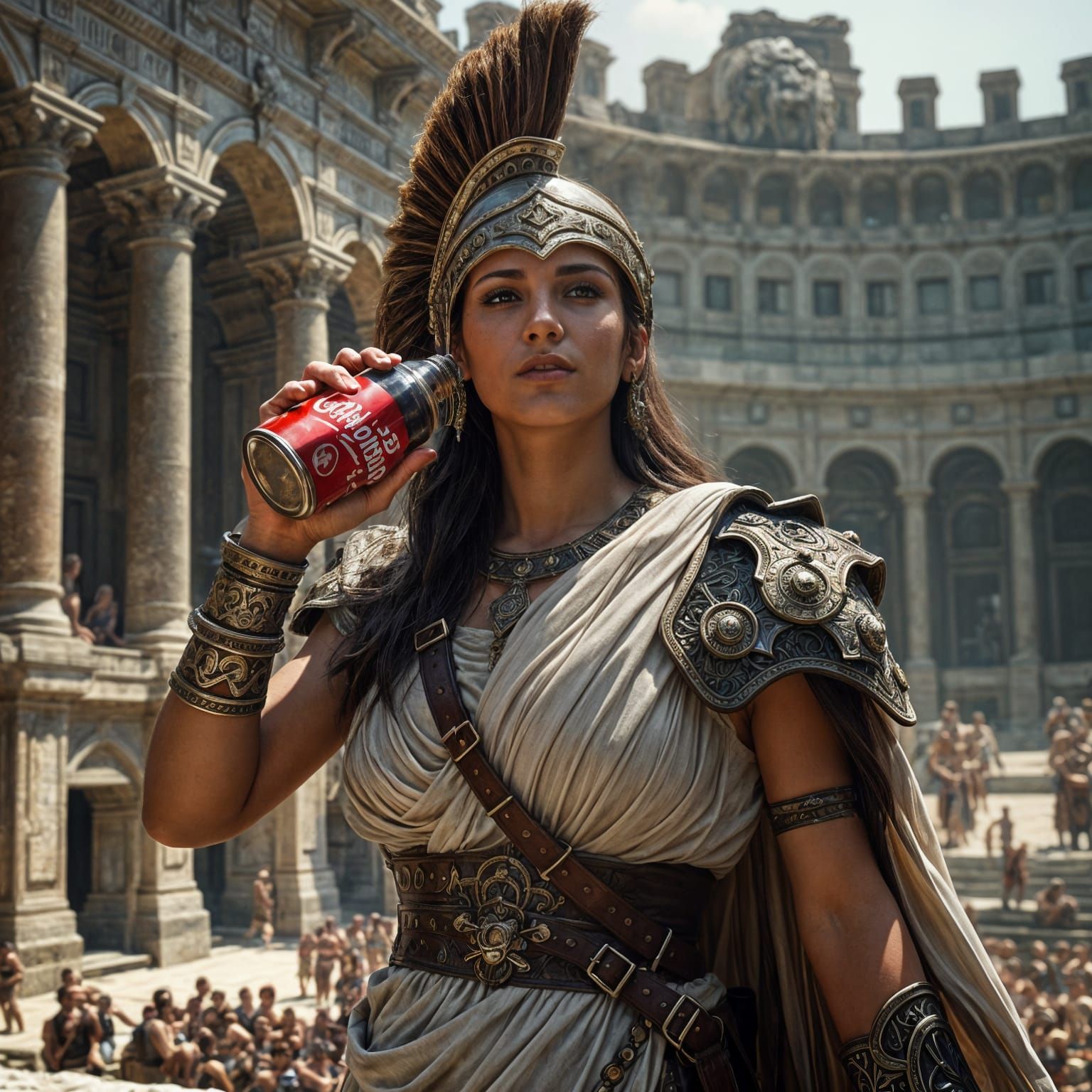 Hyperrealistic Female Gladiator Finds Solace in Refreshing C...