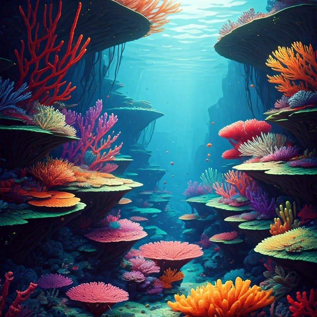 Vibrant Coral Reef with Exotic Marine Life
