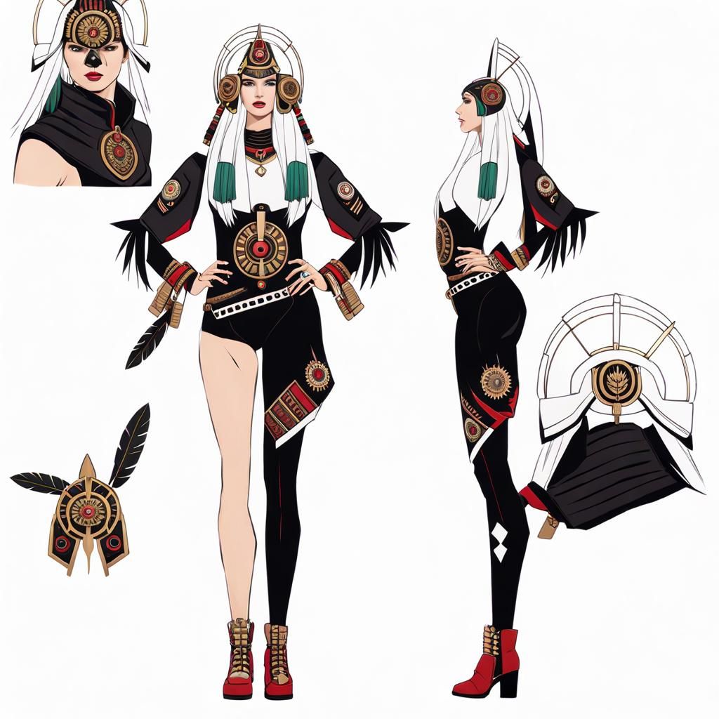 Aztec Woman in Cyberpunk Power Armor, Hyperrealism