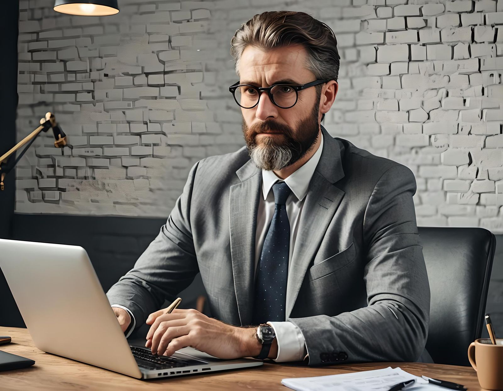 Financial Analyst at Work with Laptop