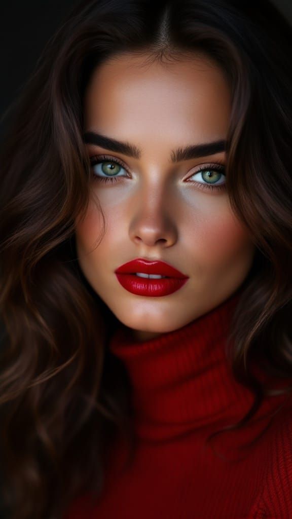 Striking Portrait of Woman with Green Eyes