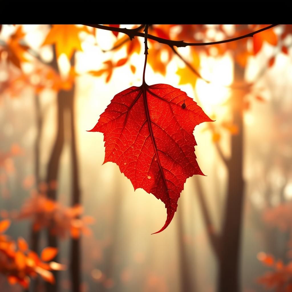 Autumn's Last Leaf in Golden Sunlight