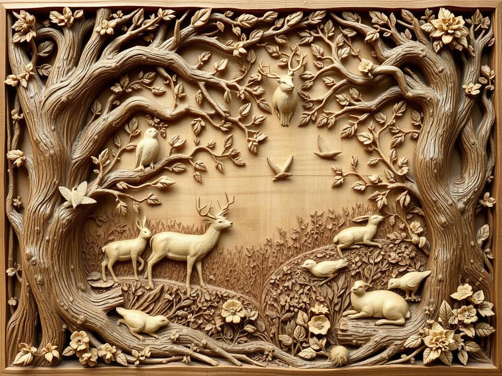 Carved Wood Relief