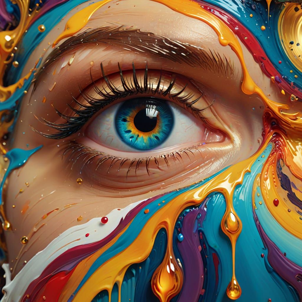 Melting Eye: A Surreal Oil Painting