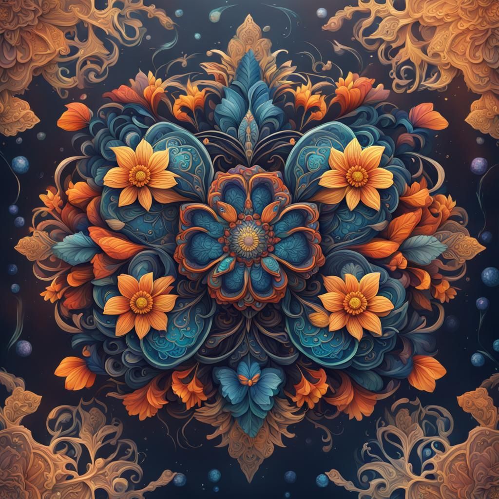 Intricate Floral Butterfly Mandala Tattoo Design