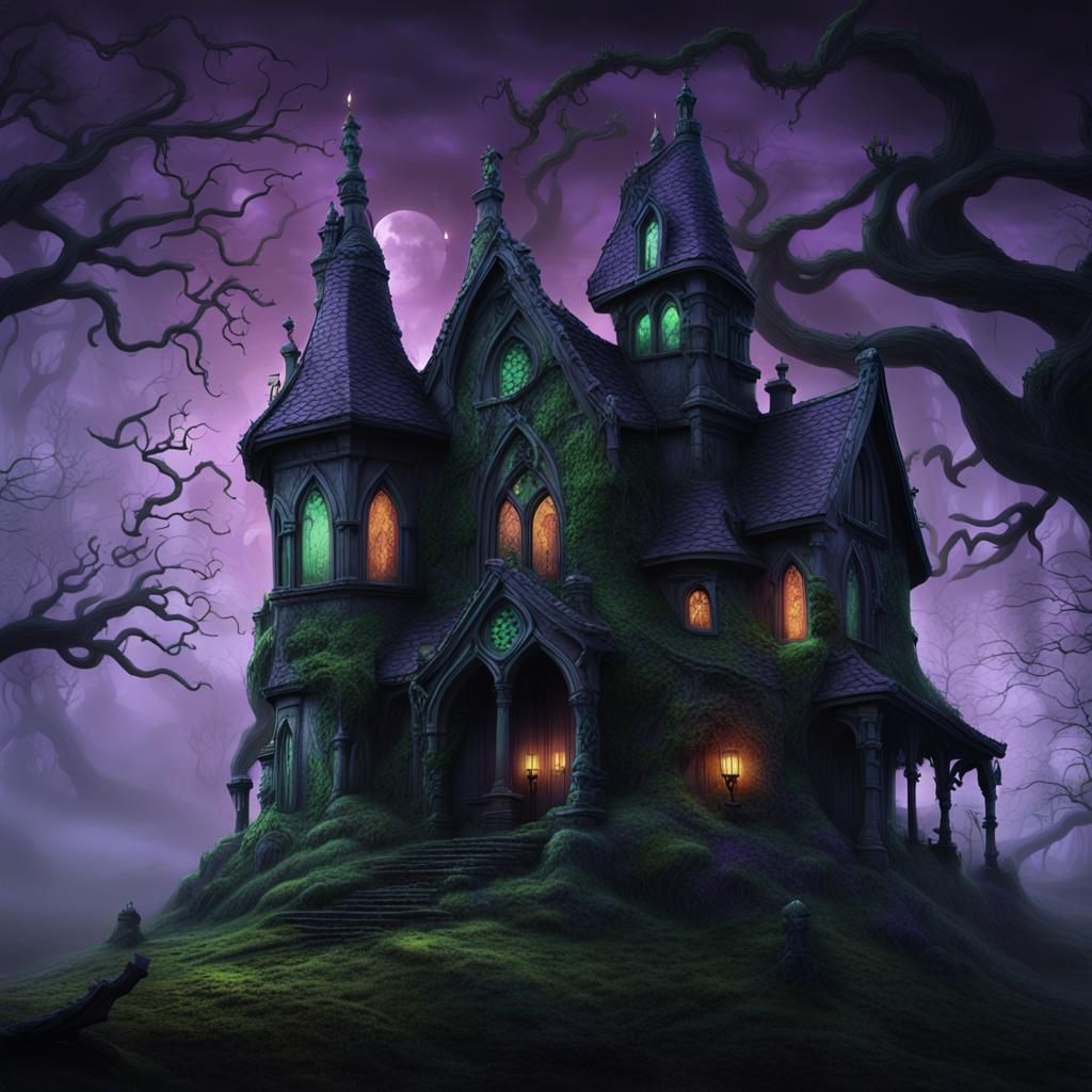 Spooky Halloween House in Gothic Fantasy Style