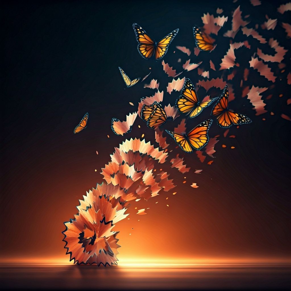 Butterflies Emerge From Pencil Shavings in Hyperrealistic Sp...