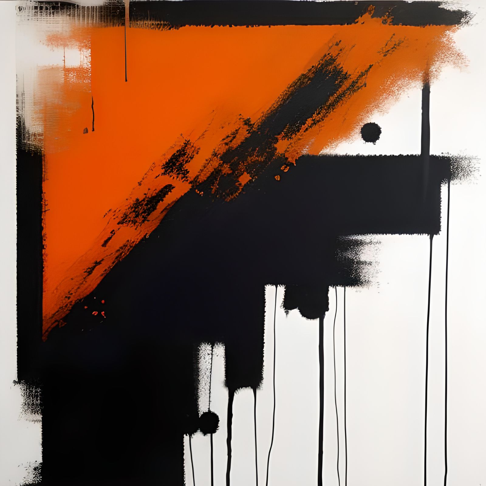 Minimalist Abstract Art in Orange and Blue