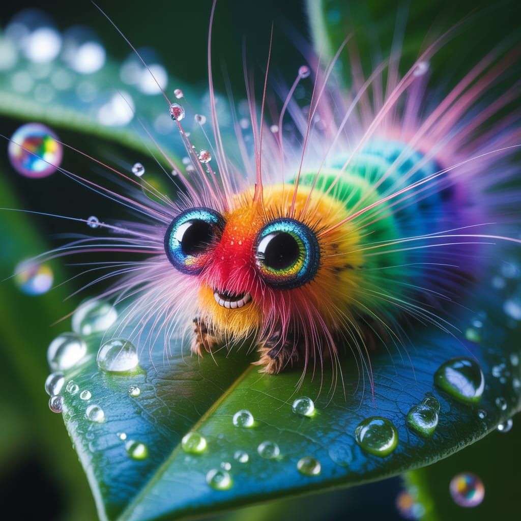 Rainbow Caterpillar Macro: Fuzzy, Vibrant, and Adorable