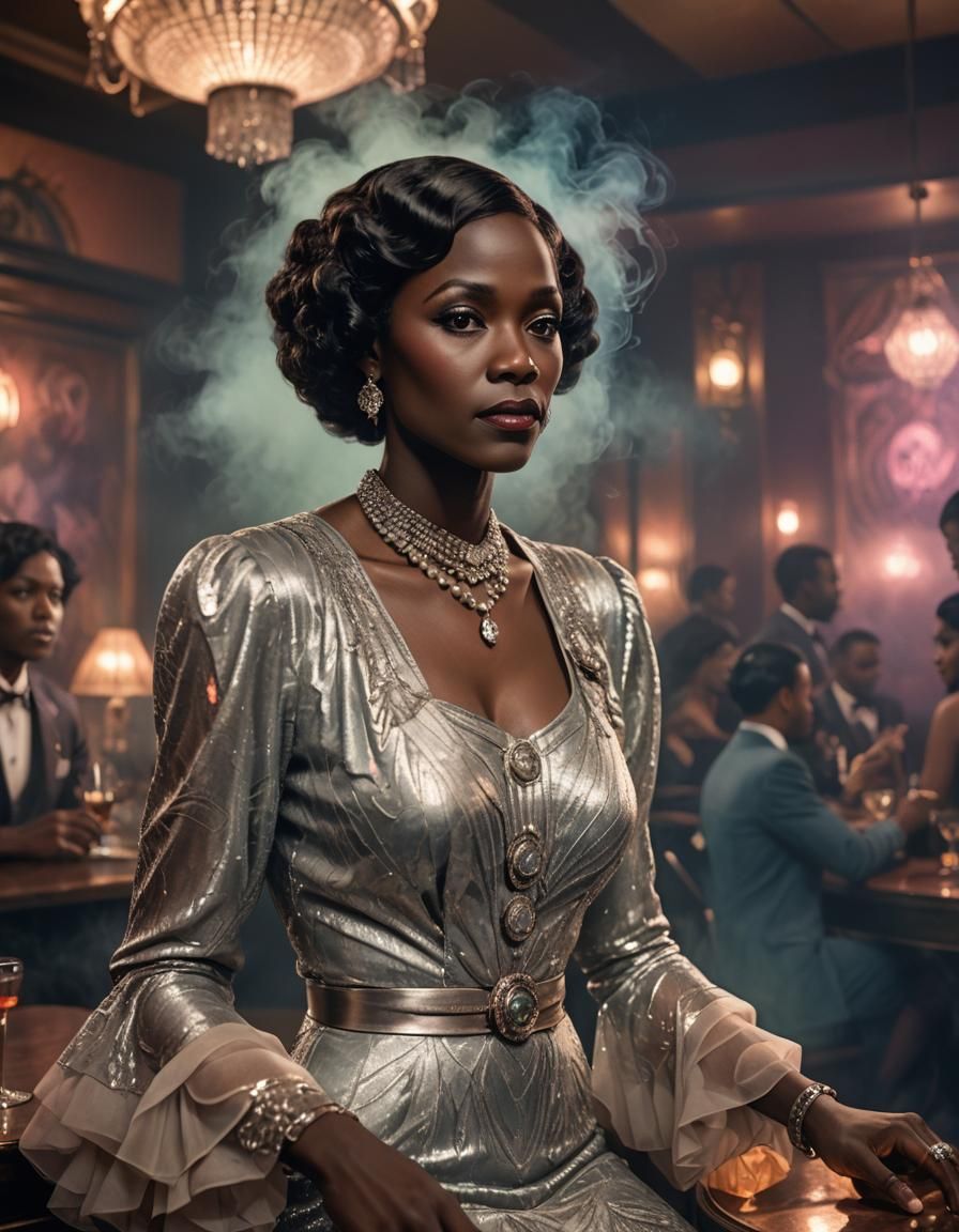 Smoky Nightclub Portrait of Enigmatic Lady