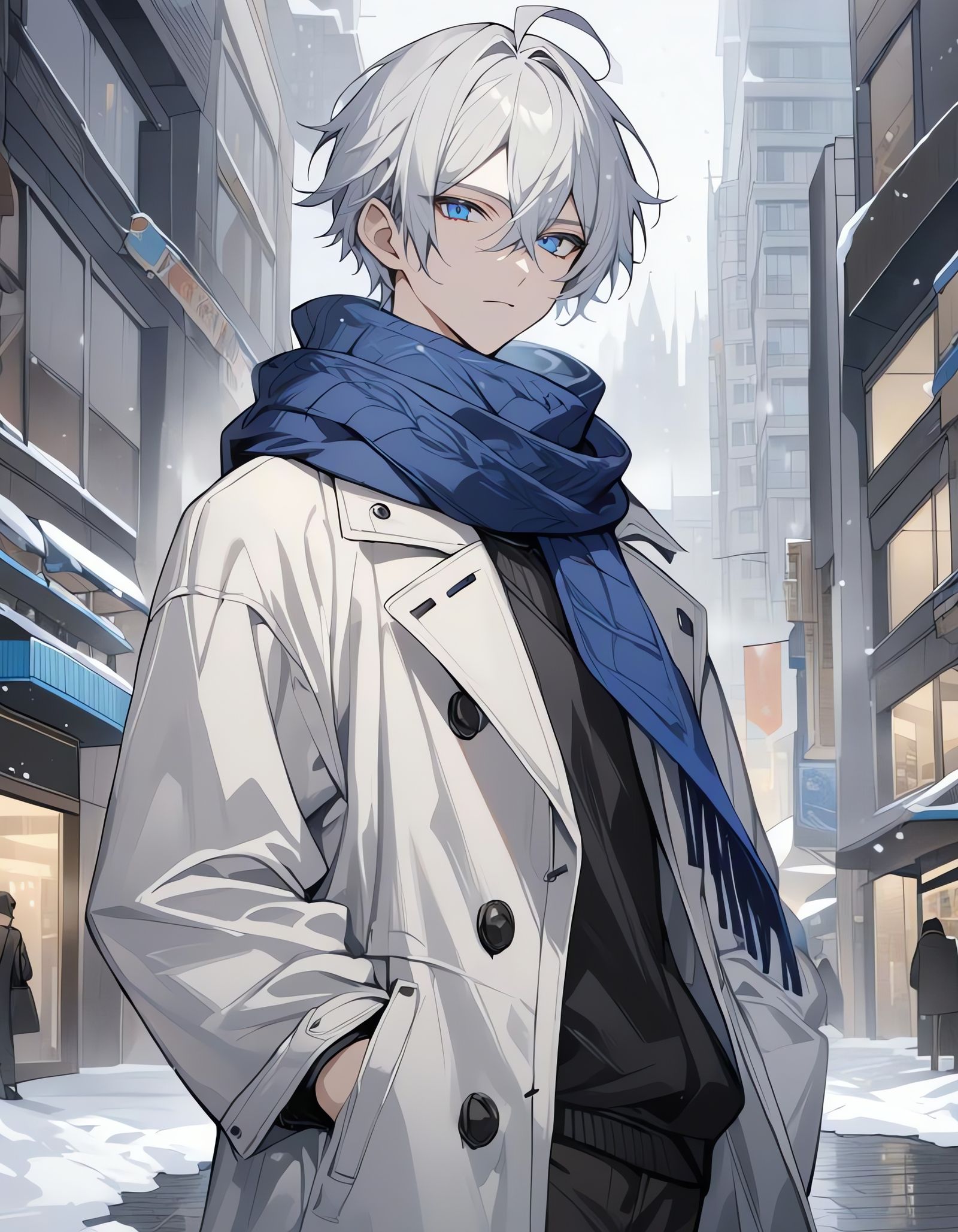 Ethereal Cowboy Boy Dances Under Snowy City Skies