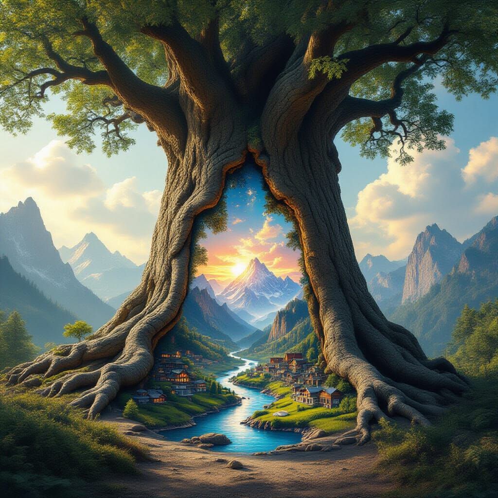 Miniature World Inside Ancient Tree