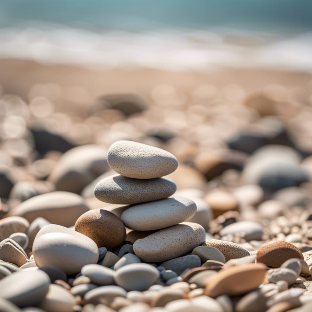 Stones Stacked on Beach in Professional Photo Style