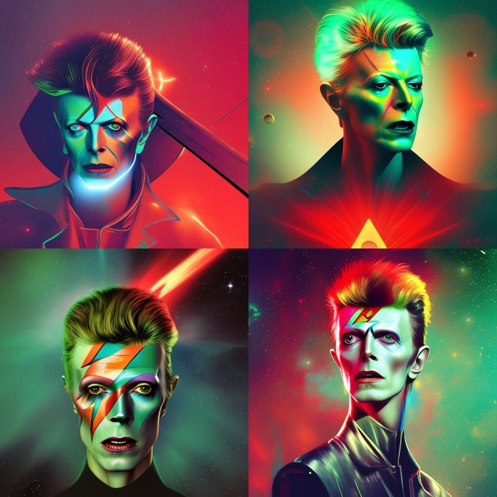 David Bowie Starman Art Nouveau Poster