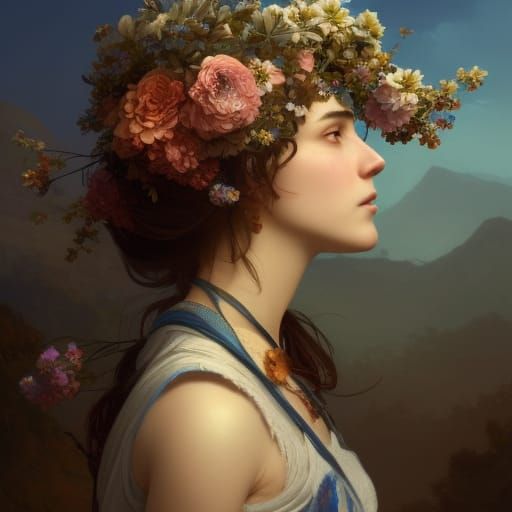 Floral Portal Portrait in Hyperdetailed Style