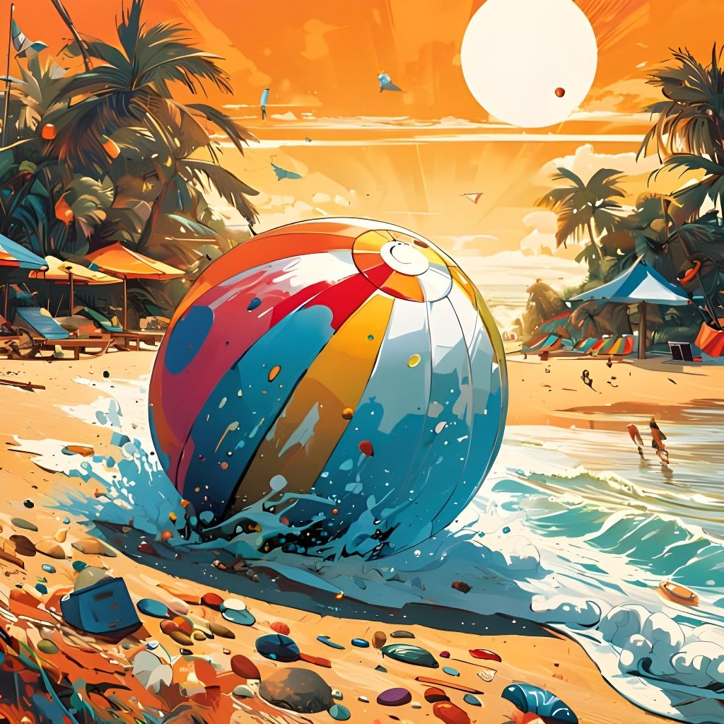 Colorful Beach Balls on Sandy Shore