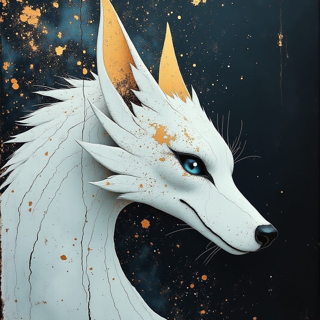 Majestic Dragon-Wolf Hybrid With Spiral Horns