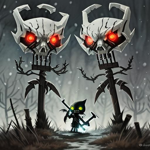 Winter Whispers: Chibi Undead Badger in Eerie Snowscape