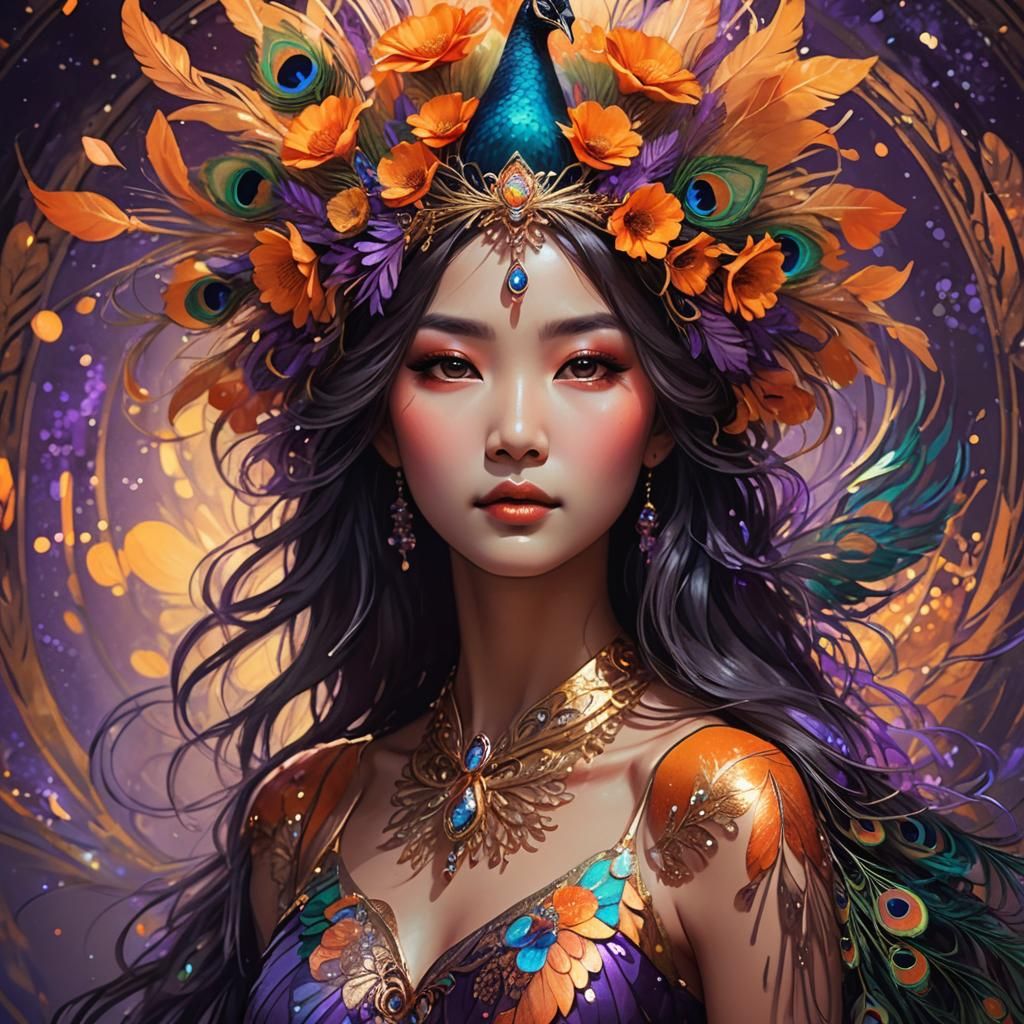 Peacock Woman: Art Nouveau Fantasy Portrait