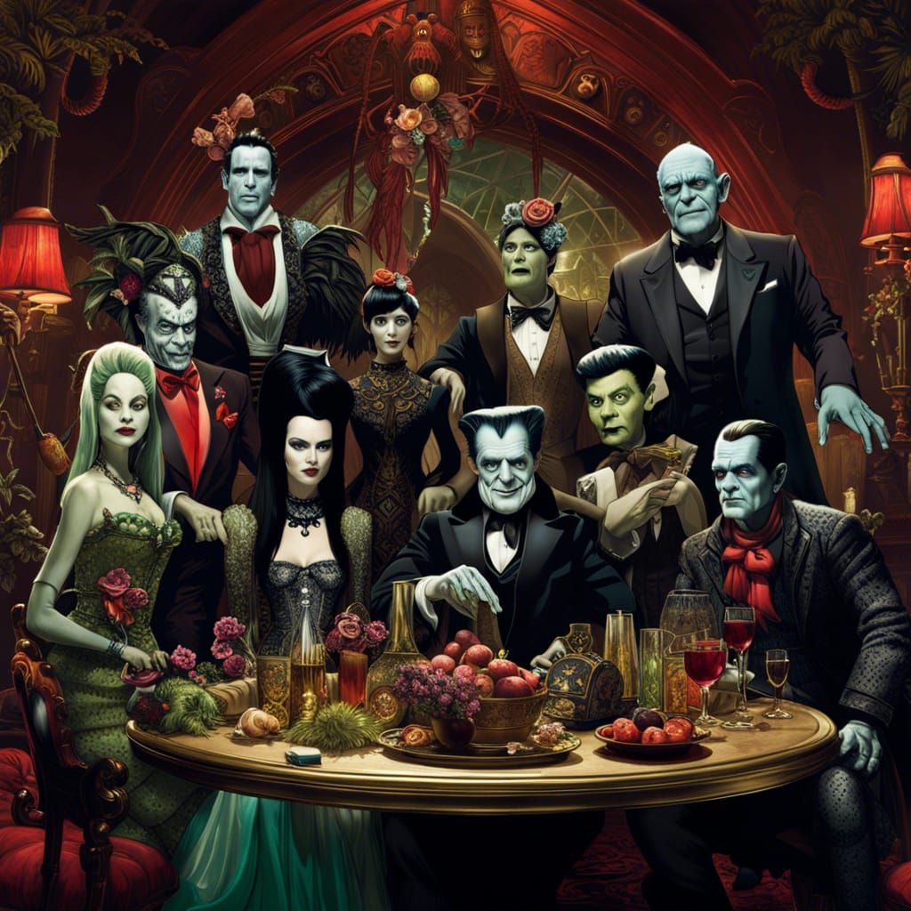 The Munsters host a party