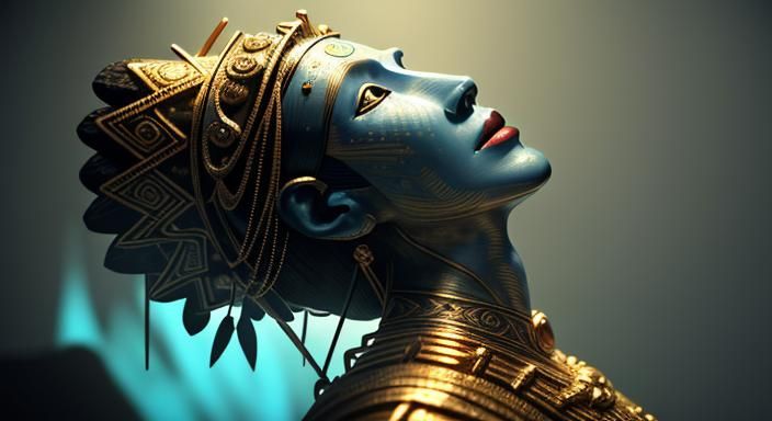 Mayan Mummy Face in Cinematic 3D Art