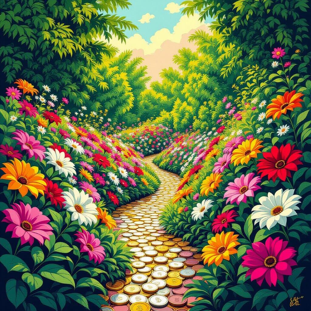 Money Flower Garden: Pop Art Screen Print