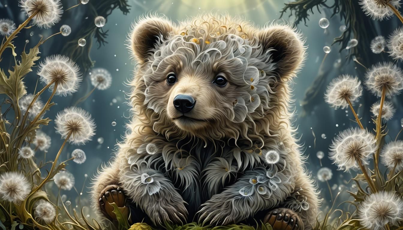 Cute Fractal Arctic Baby Bear Cub