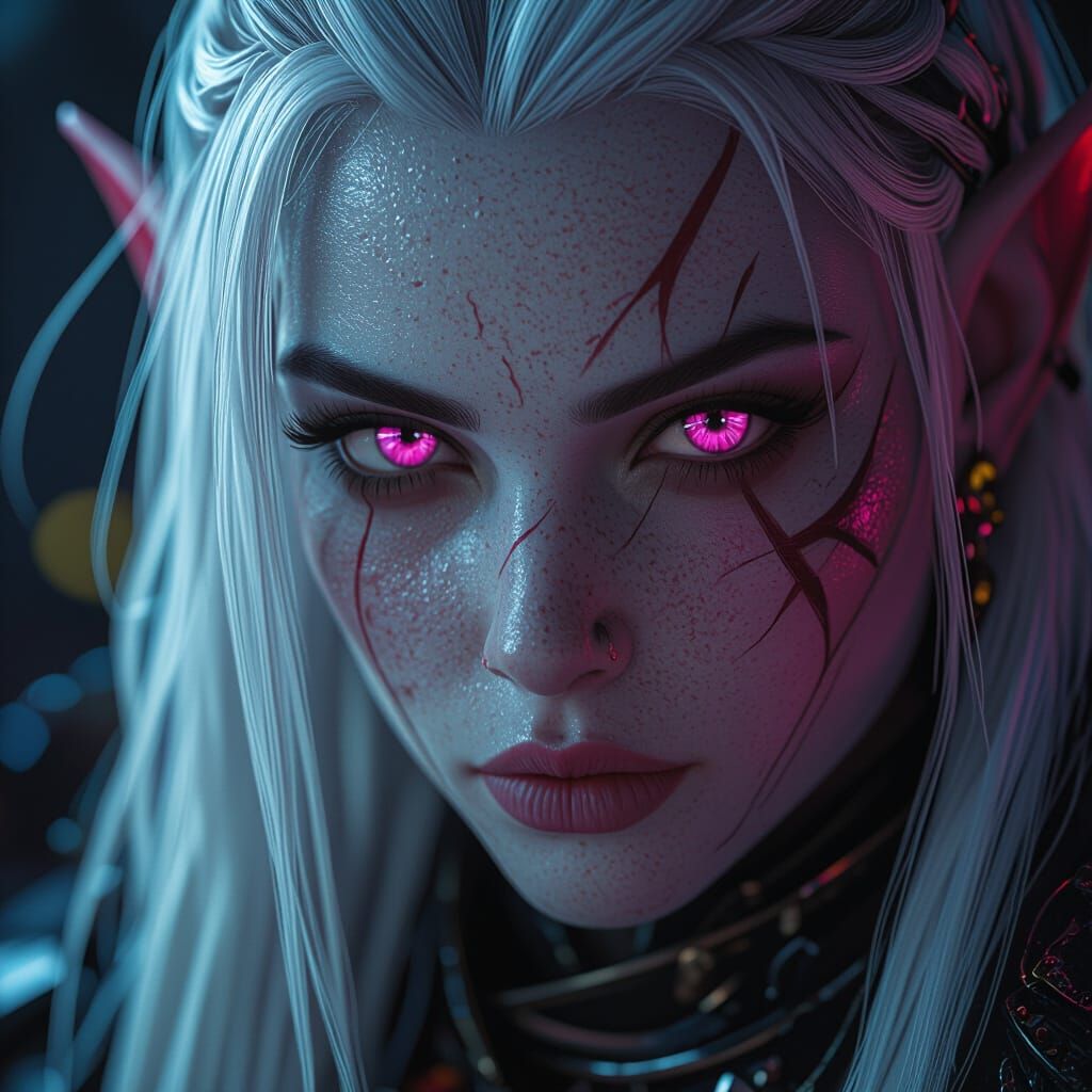 Female Half-Orc Portrait in Cinematic Dark Fantasy Style