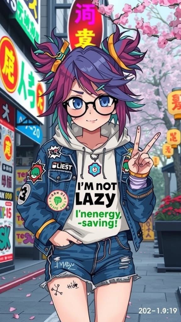 Edgy Teenage Rebel with Bold Hair and Accessories