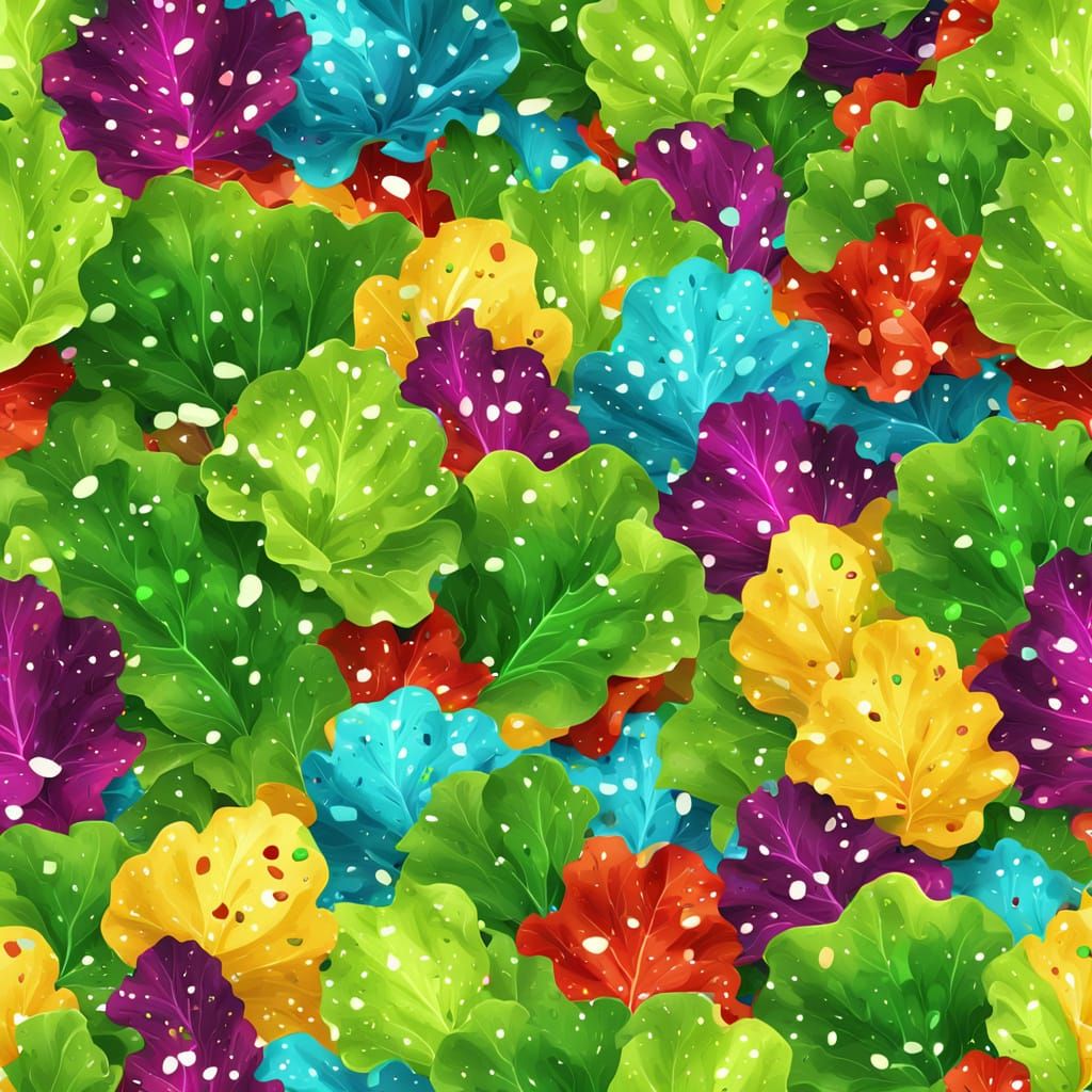 Lettuce Party in Cartoon Style Digital Art