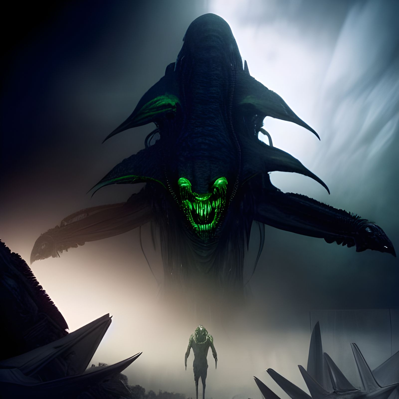 Horrific Satanic Aliens in Sci-Fi Zombiecore Style